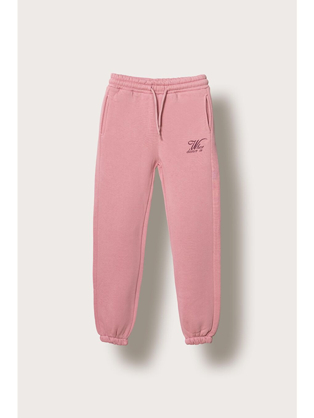 Pembe 3 İp Where Dance İs Baskılı Kız Çocuk Eşofman Altı