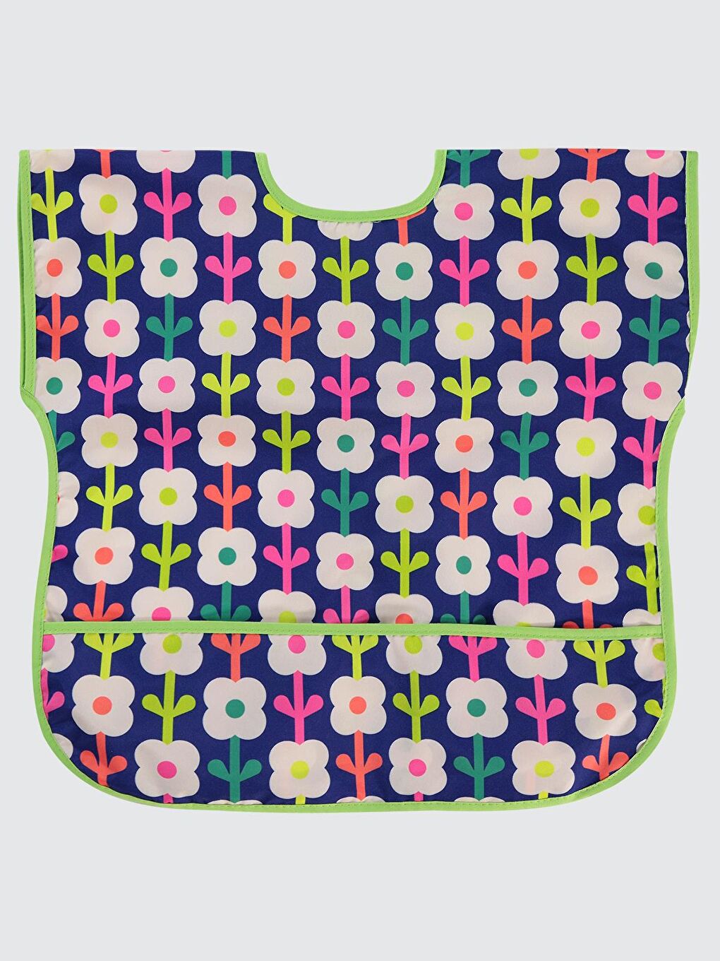 Baby Çiçek Baskılı Mama Önlüğü - Lacivert Standart
