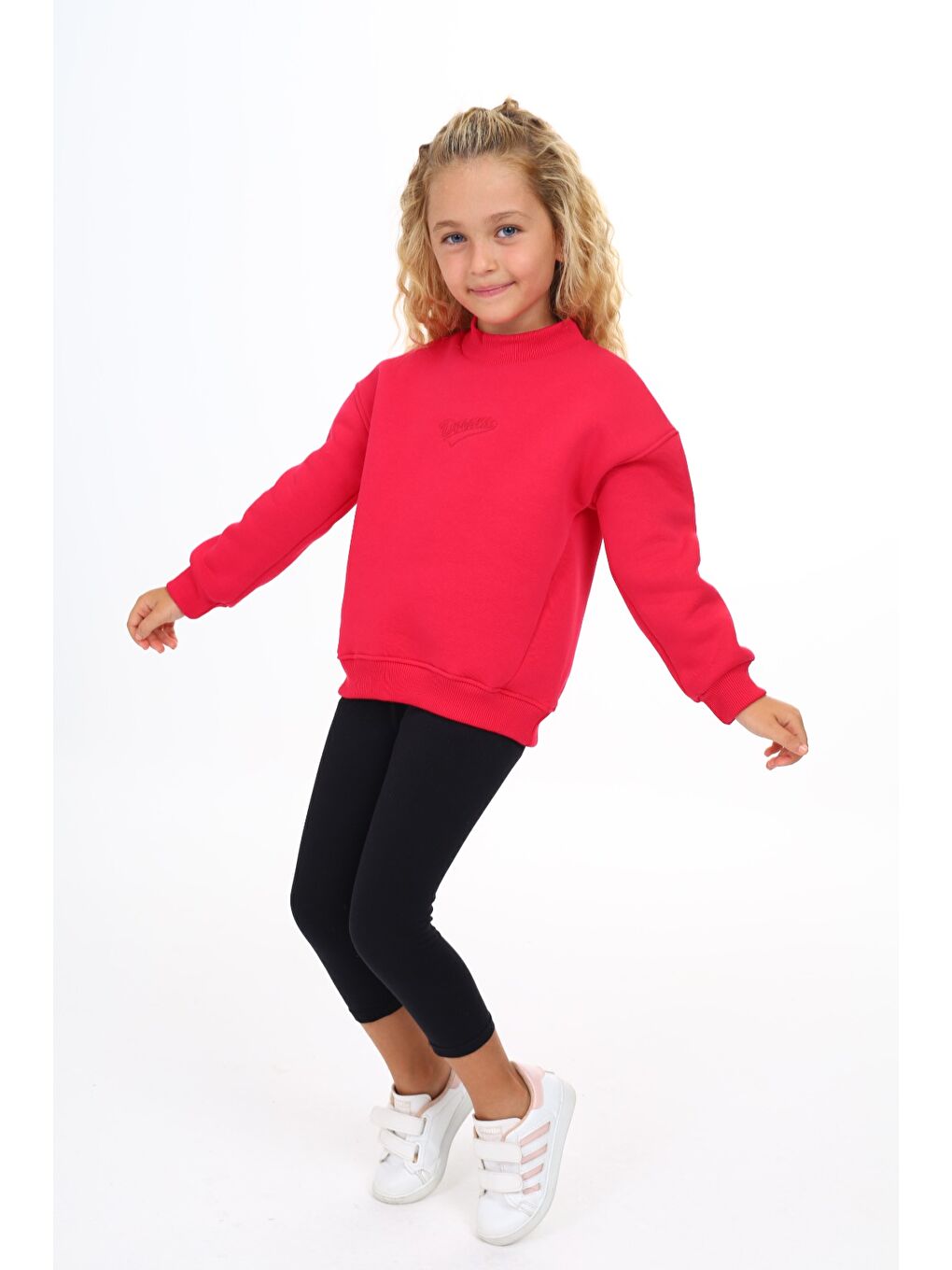 Fuşya Kız Çocuk Nakışlı Sweatshirt-1