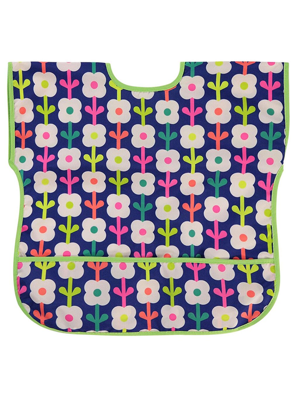 Baby Çiçek Baskılı Mama Önlüğü - Lacivert Standart-3