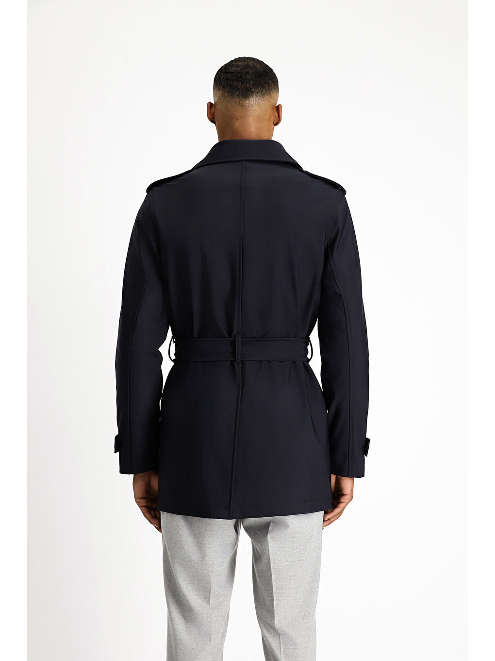 Lacivert Techno-Line Kruvaze Pardösü & Trençkot-4