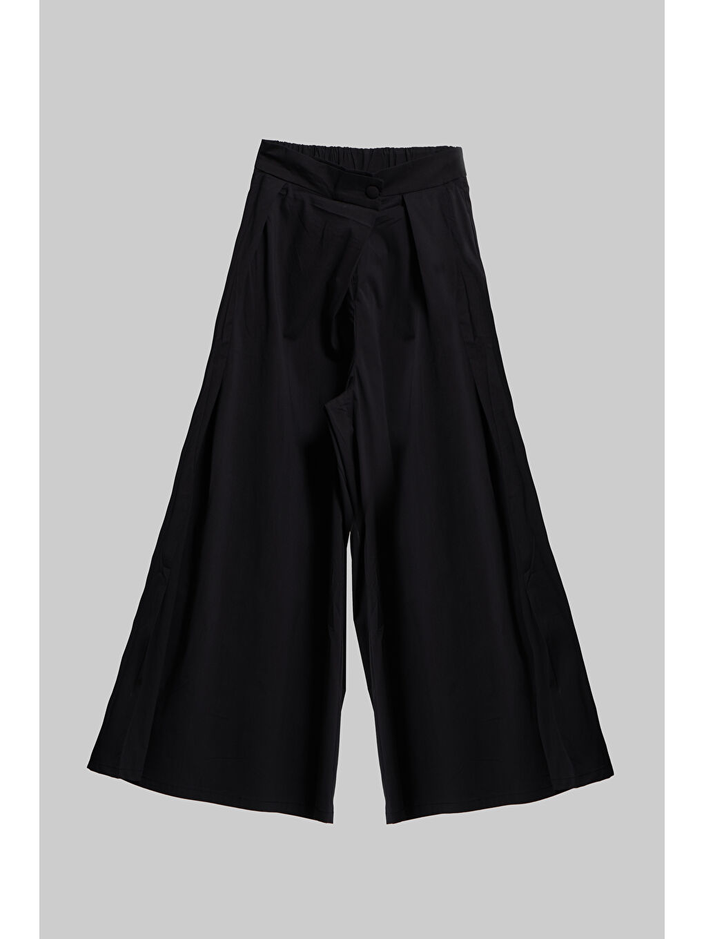 Kadın Siyah Renk Süper Palazzo Fit Özel Kumaş Pileli Tasarım Pantolon-1