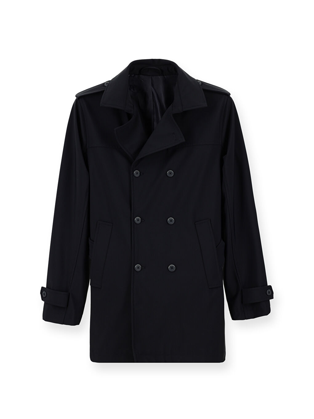 Lacivert Techno-Line Kruvaze Pardösü & Trençkot-6