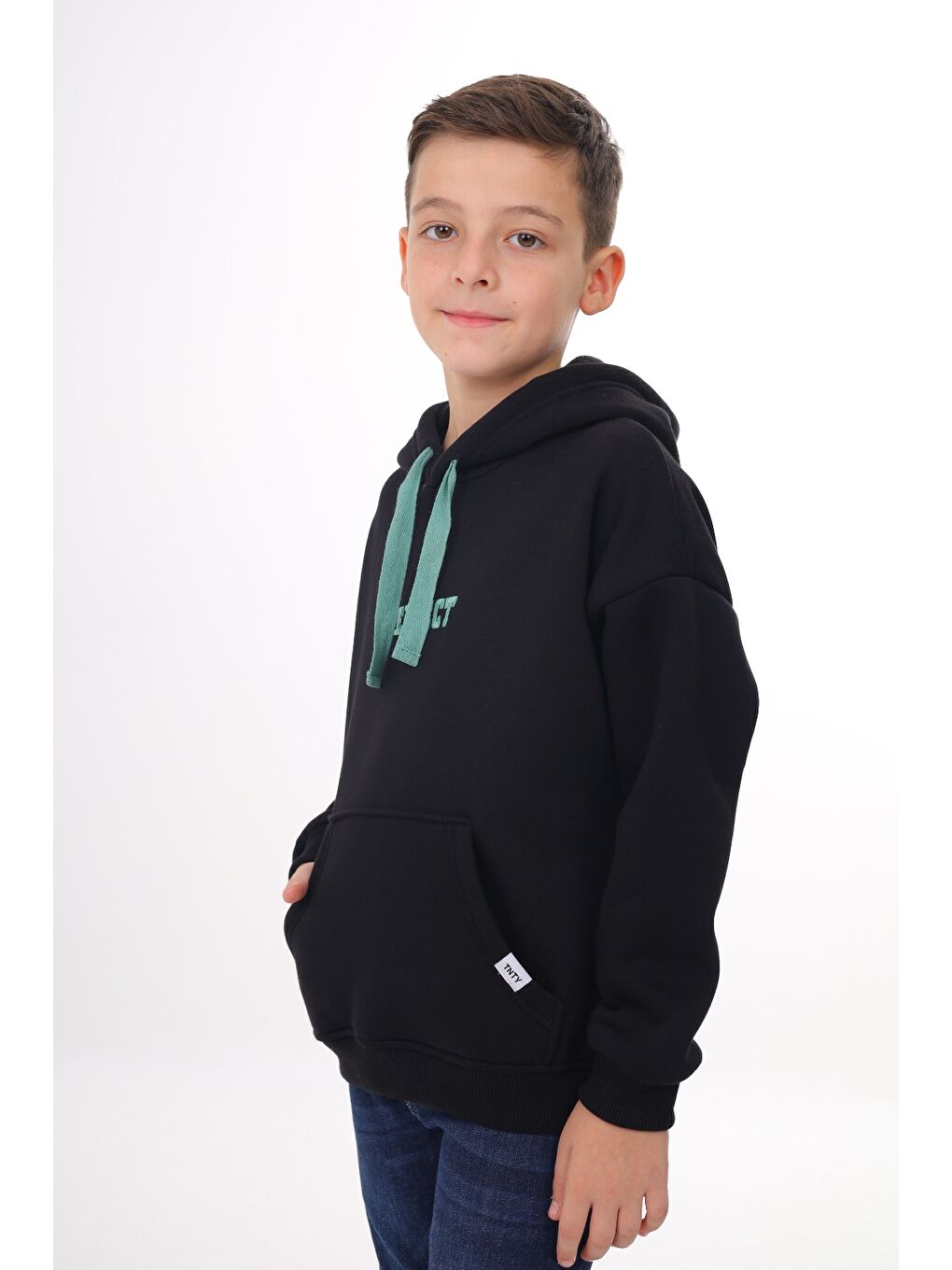 Siyah Erkek Çocuk Nakışlı Sweatshirt-1