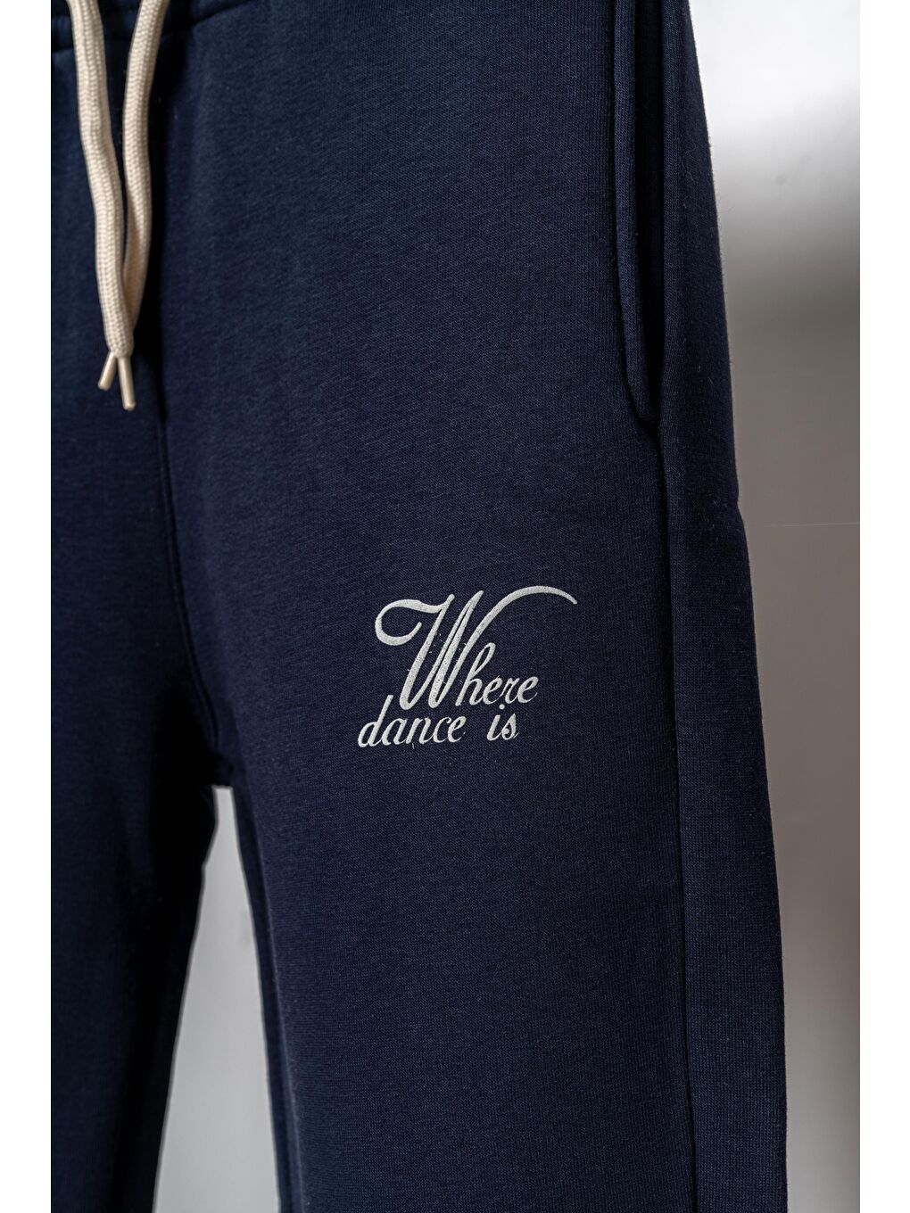 Lacivert 3 İp Where Dance İs Baskılı Kız Çocuk Eşofman Altı-1