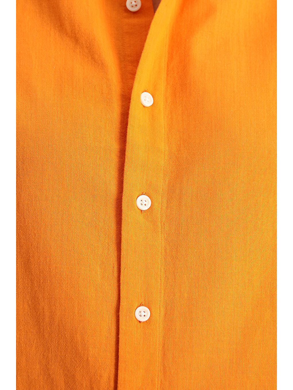Turuncu Kısa Kol Regular Fit Spor Pamuk Düğmeli Yaka Gömlek-5