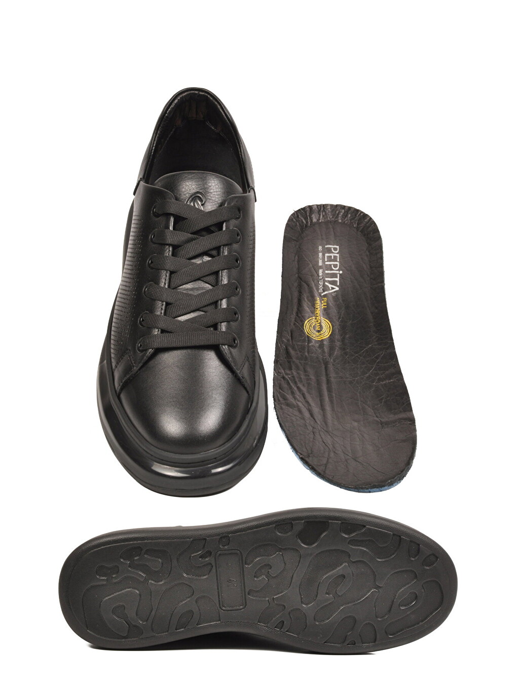 Siyah Memory Foam Hakiki Deri Erkek Spor Ayakkabı Premium Casual Sneaker 6601 M-4