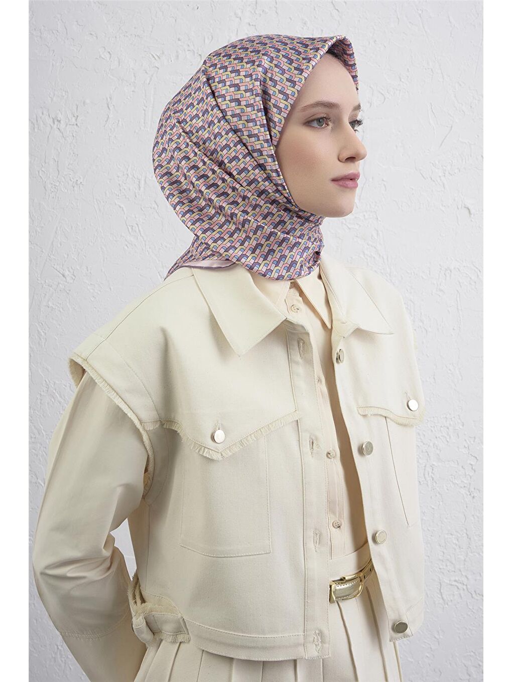 Pembe Saf İpek Sura Eşarp 9417D 37-1