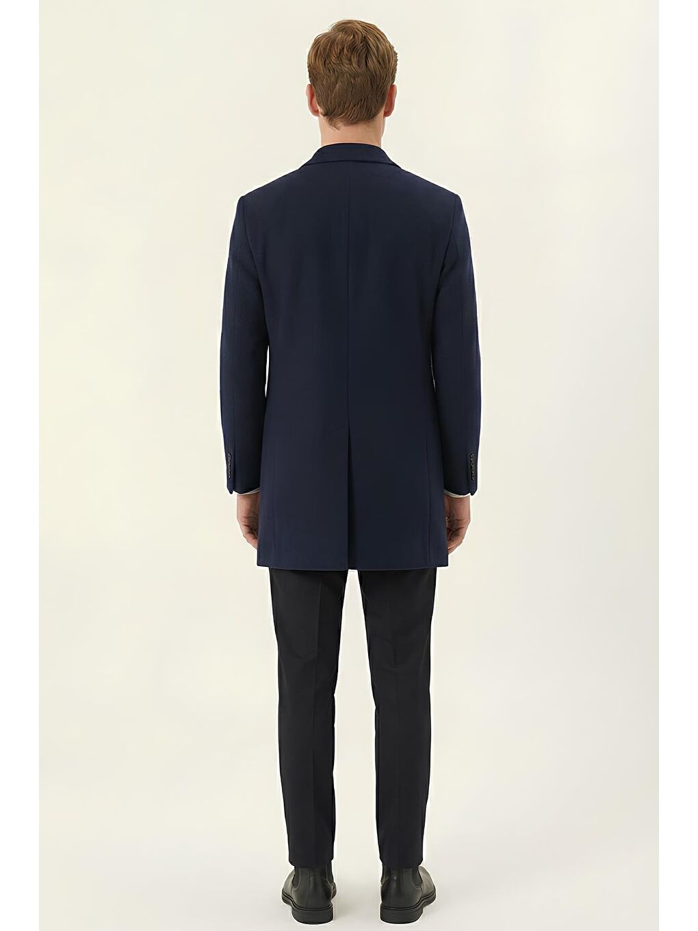 Giotelli Lacivert Regular Fit Mono Yaka Yün Karışımlı Erkek Kaşe Kaban-3