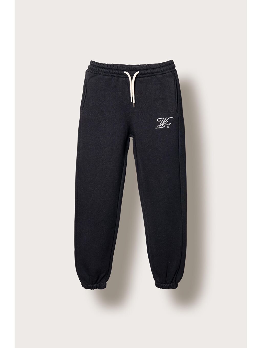 Siyah 3 İp Where Dance İs Baskılı Kız Çocuk Eşofman Altı