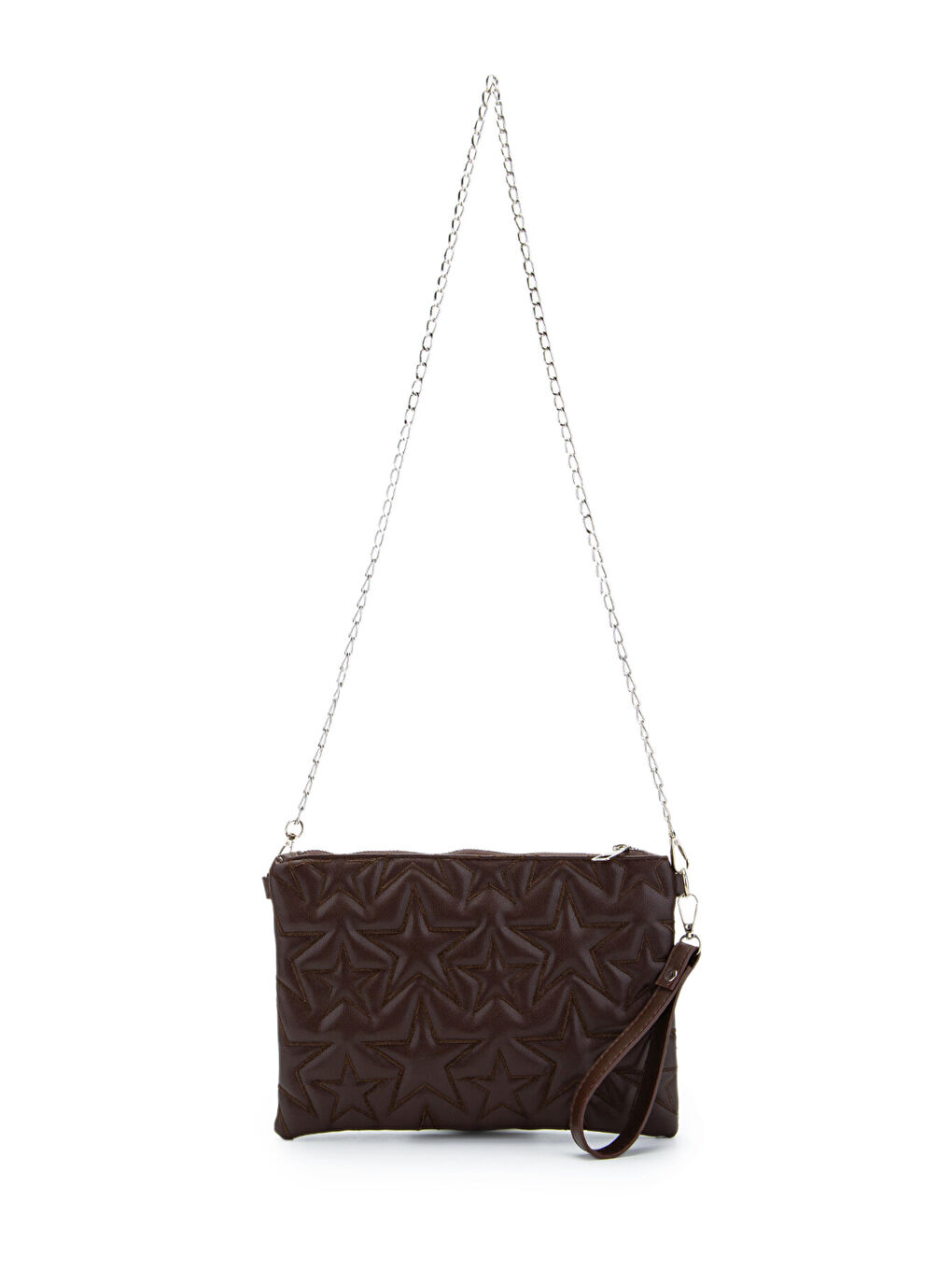 Yıldız Dikişli Clutch Star Kadın Çanta Kahverengi