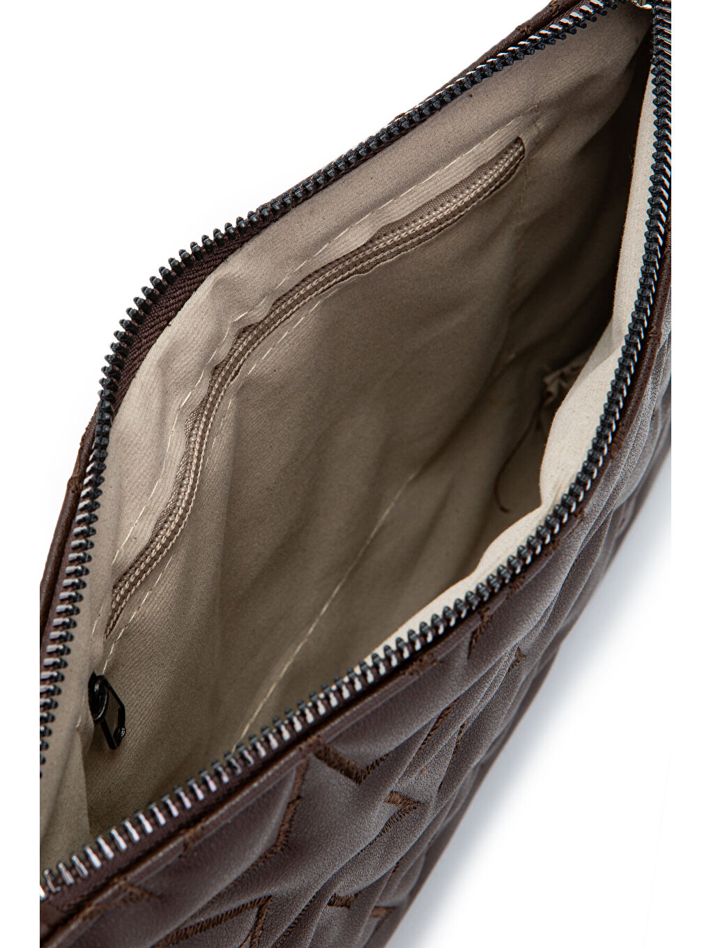 Yıldız Dikişli Clutch Star Kadın Çanta Kahverengi-3
