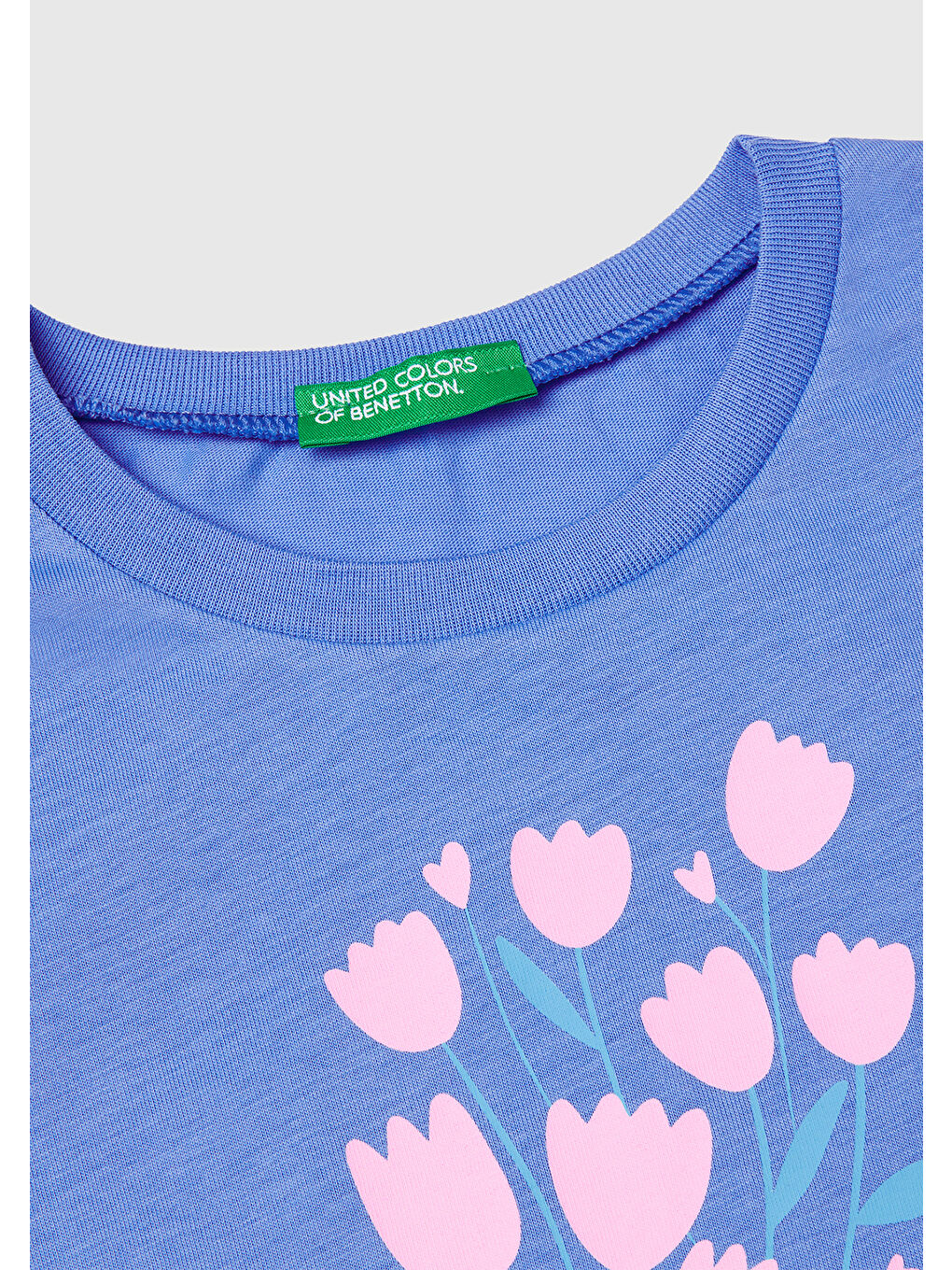 Kız Çocuk Mavi Grafik Baskılı Kısa Kollu T-Shirt-2