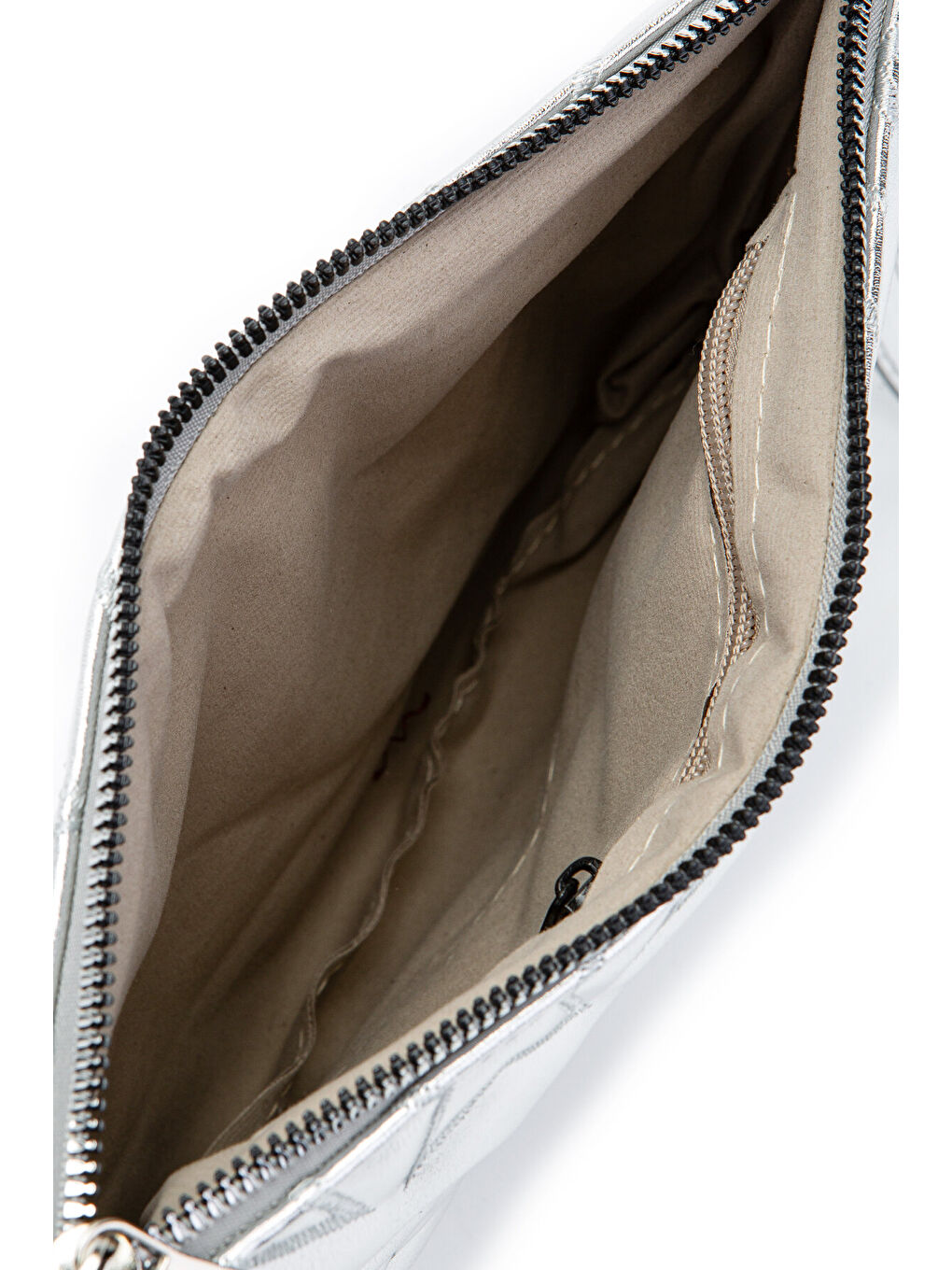 Gri Yıldız Dikişli Clutch Star Kadın Çanta Gümüş Rugan-3