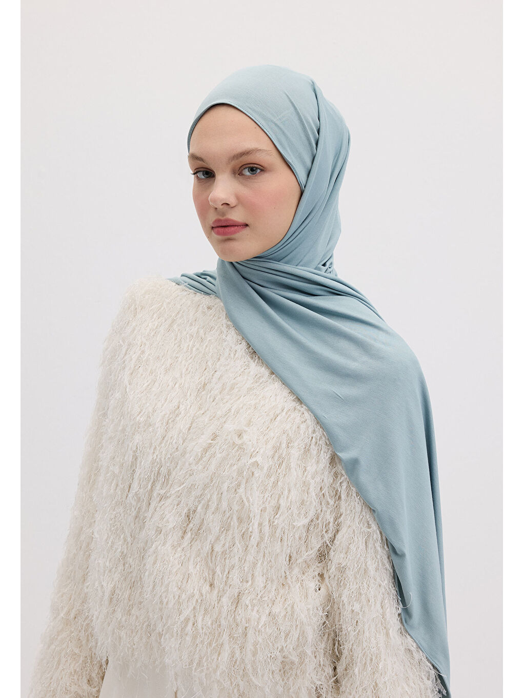Bambu Penye Şal Açık Mavi-1