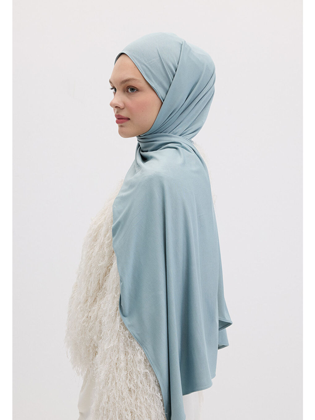 Bambu Penye Şal Açık Mavi-3