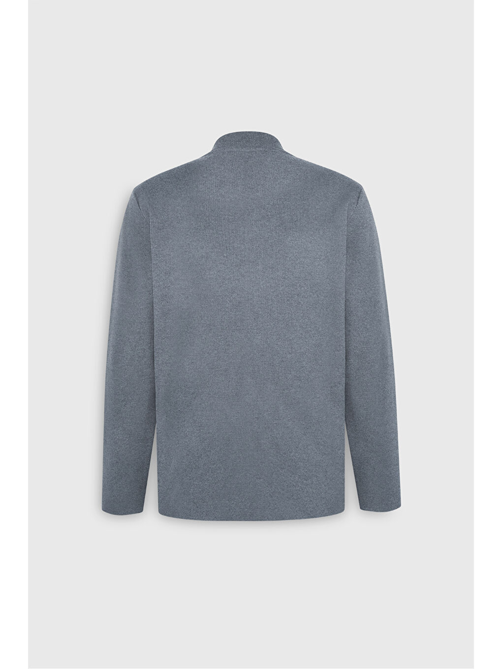 Erkek Gri Melanj %100 Pamuk Standart Fit Normal Kesim Kolej Yaka Cepli Triko Hırka-3