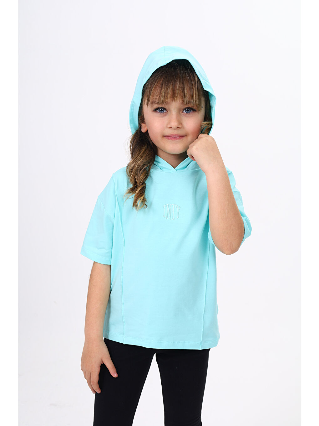 Yeşil Kız Çocuk Nakışlı Tişört-1