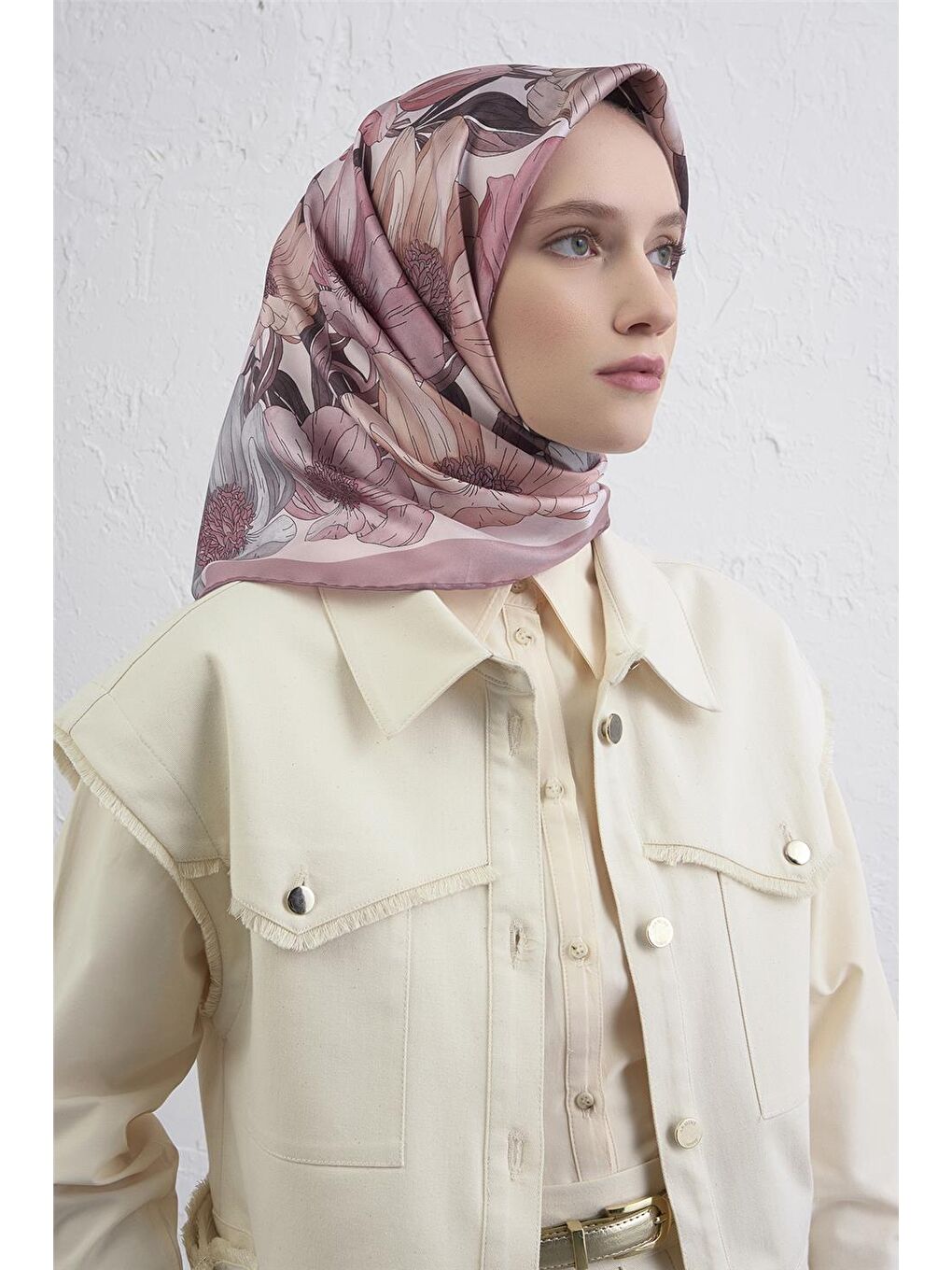 Pembe Saf İpek Sura Eşarp 9403D 82-1