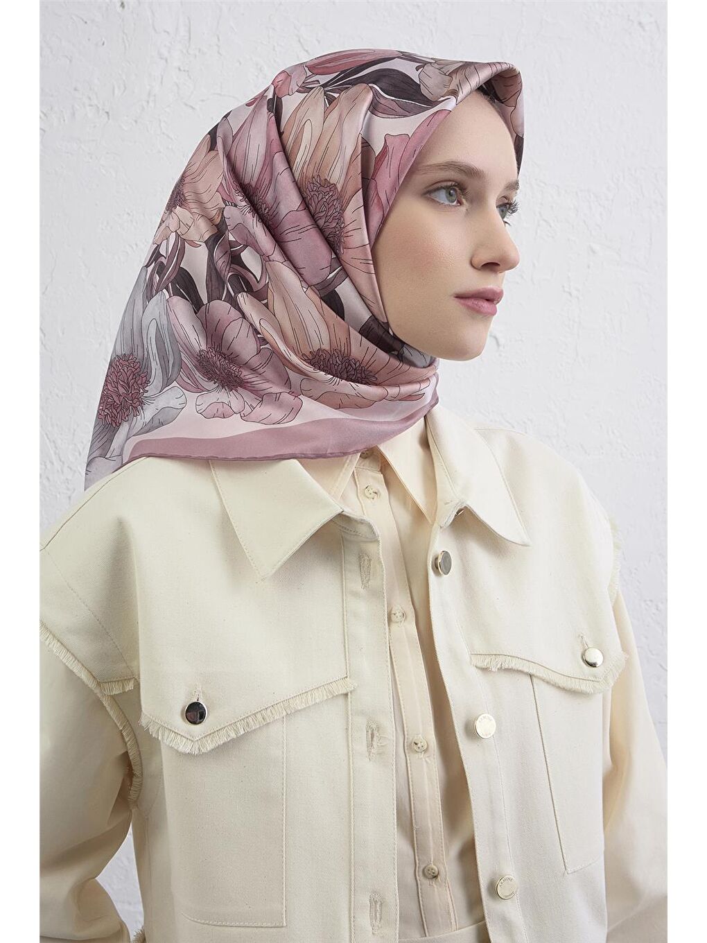 Pembe Saf İpek Sura Eşarp 9403D 82-2