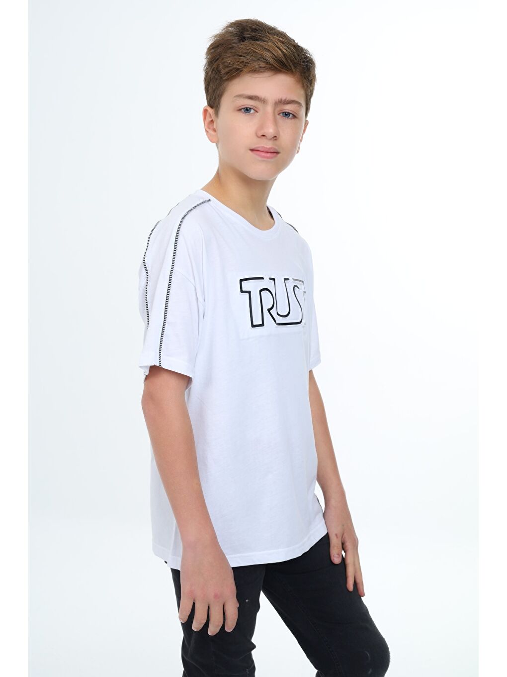 Beyaz Erkek Çocuk Baskılı Tişört-2