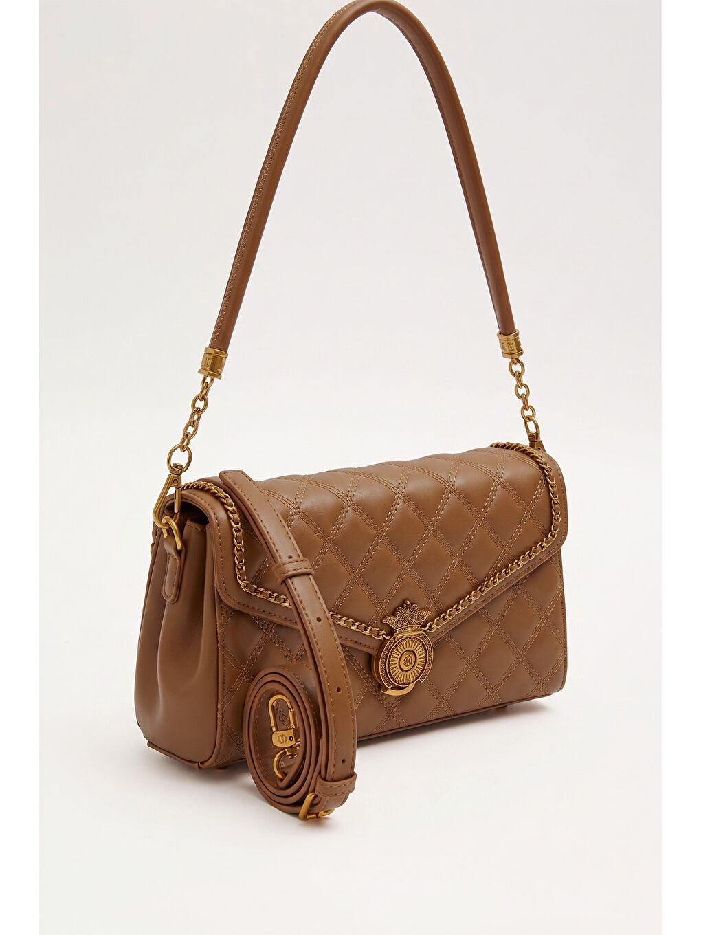 Kahverengi Premium Çift Bölmeli Çift Askılı Sert Deri Çanta 930663 Camel