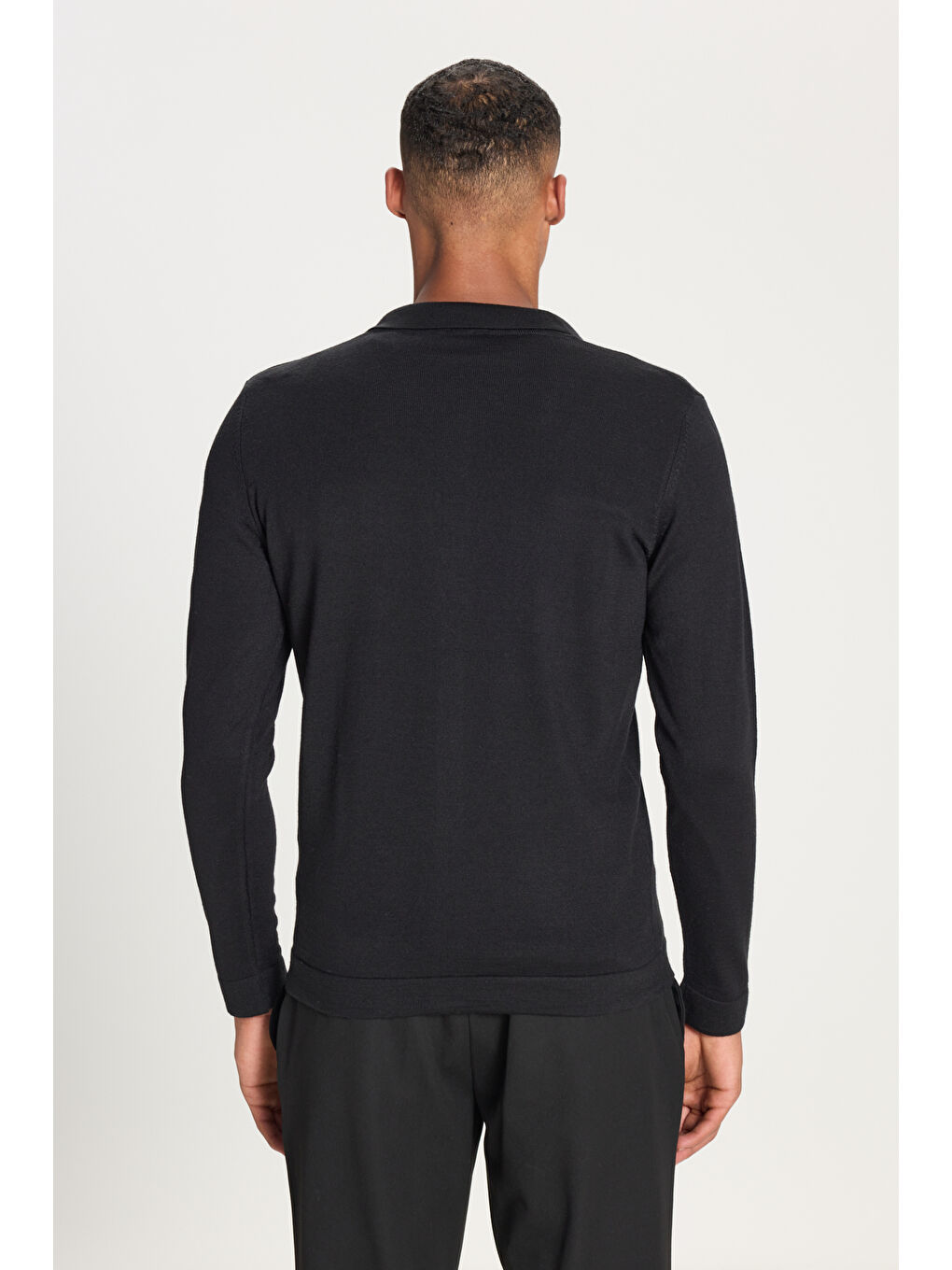Erkek Siyah Sıcak Tutan Yünlü Standart Fit Normal Kesim Gömlek Yaka Cepli Triko Hırka-4