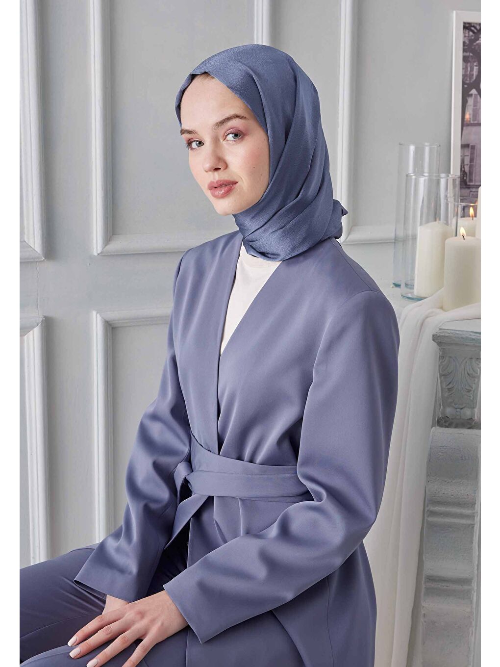 Janjanlı Şal Gök Mavi