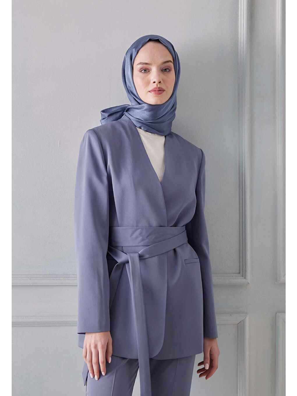 Janjanlı Şal Gök Mavi-1