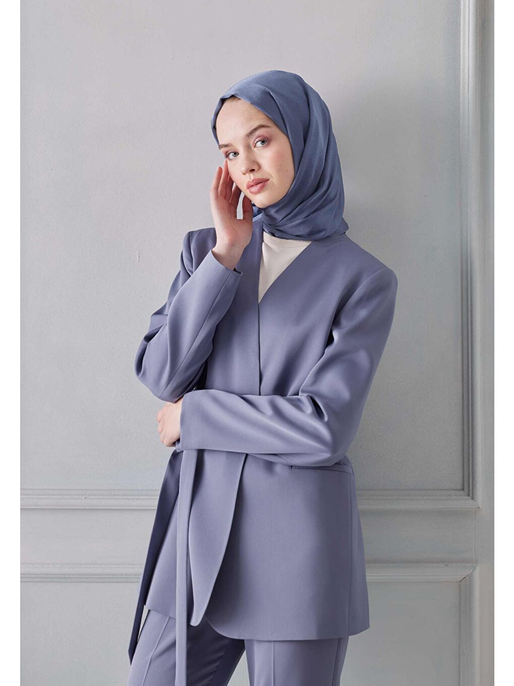 Janjanlı Şal Gök Mavi-2