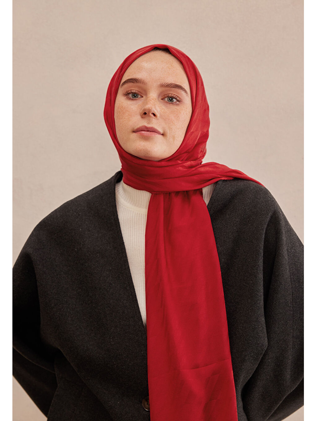 Dublın Jakarlı Şal Kırmızı-2