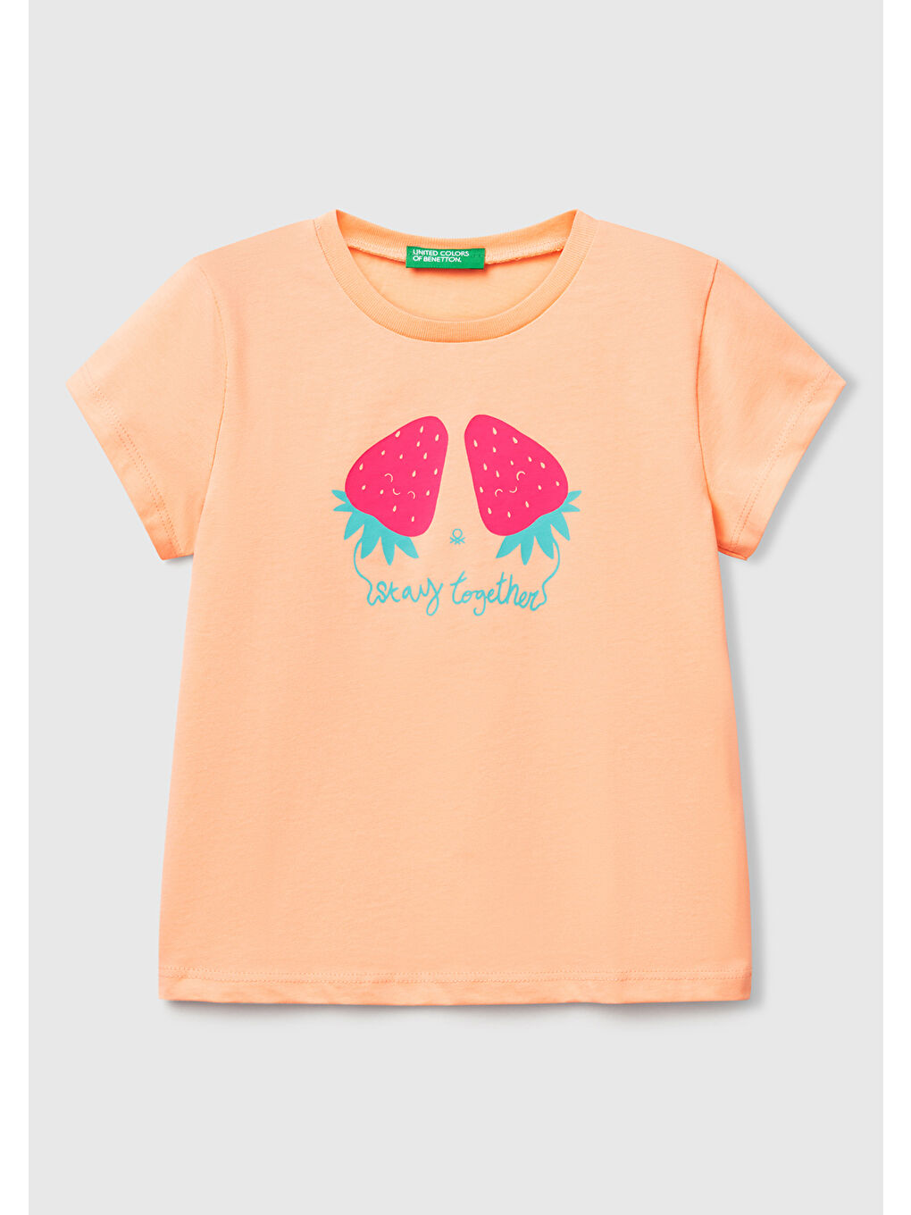 Bej Kız Çocuk Yavruağzı Grafik Baskılı Kısa Kollu T-Shirt