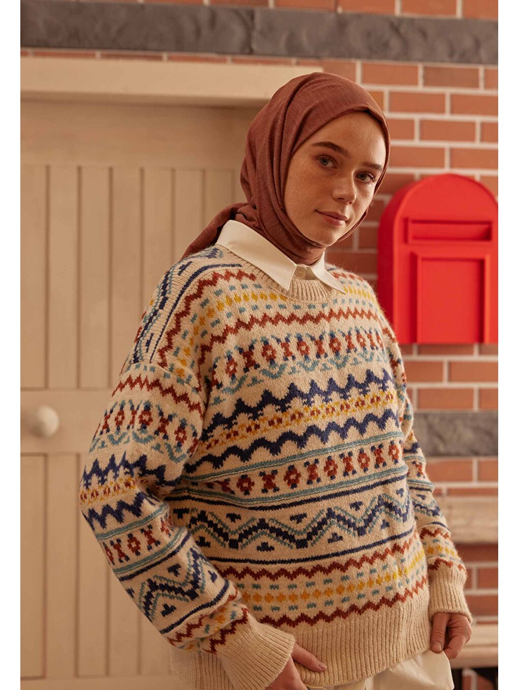 Cozy Pamuk Şal Bordo-1