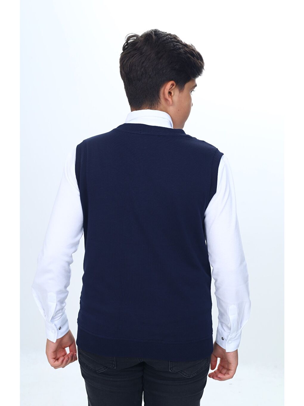 Lacivert Erkek Çocuk Okul Düğmeli Yelek-3