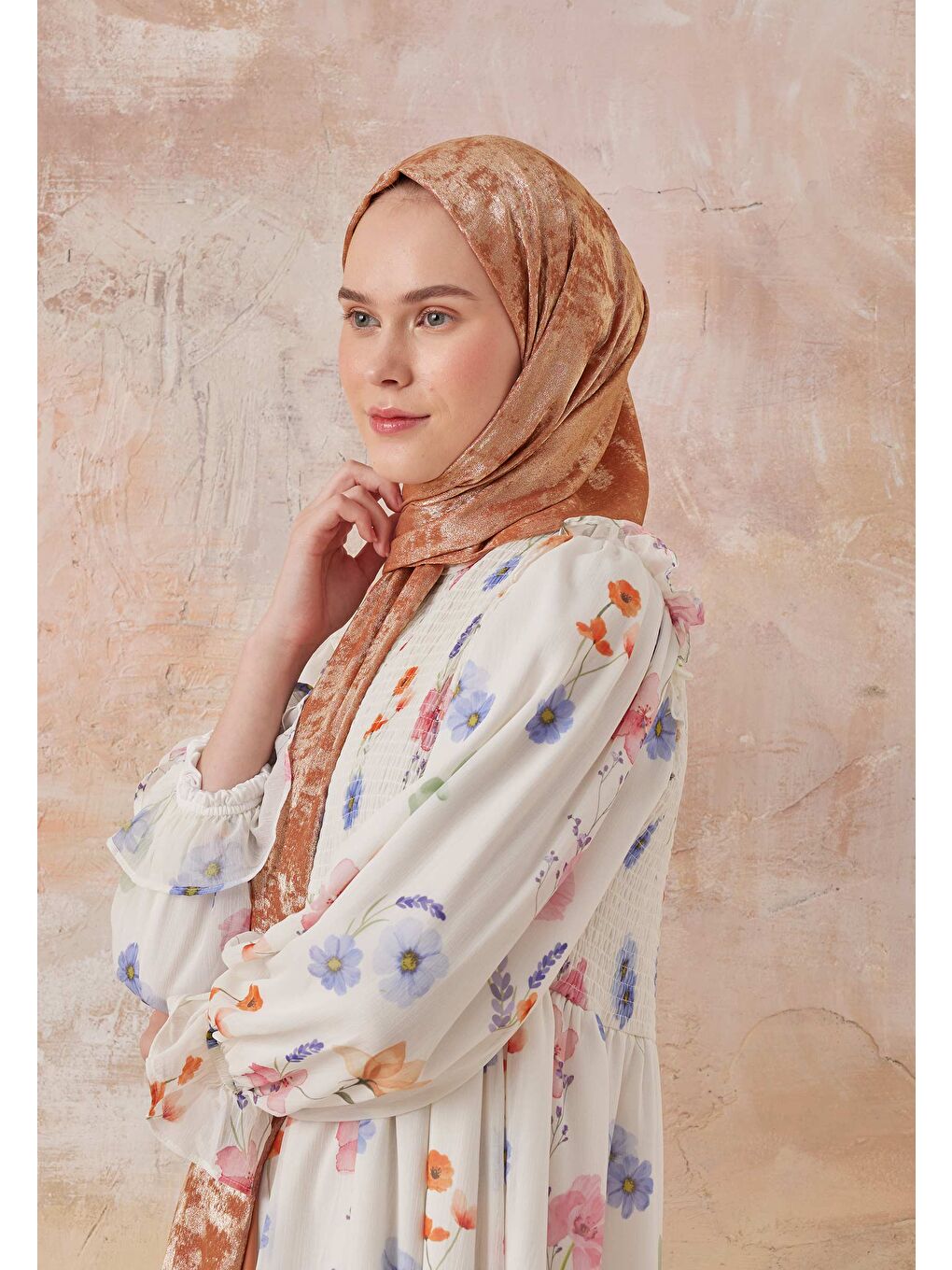 Kahverengi Luxury Shine Şal Tarçın-1