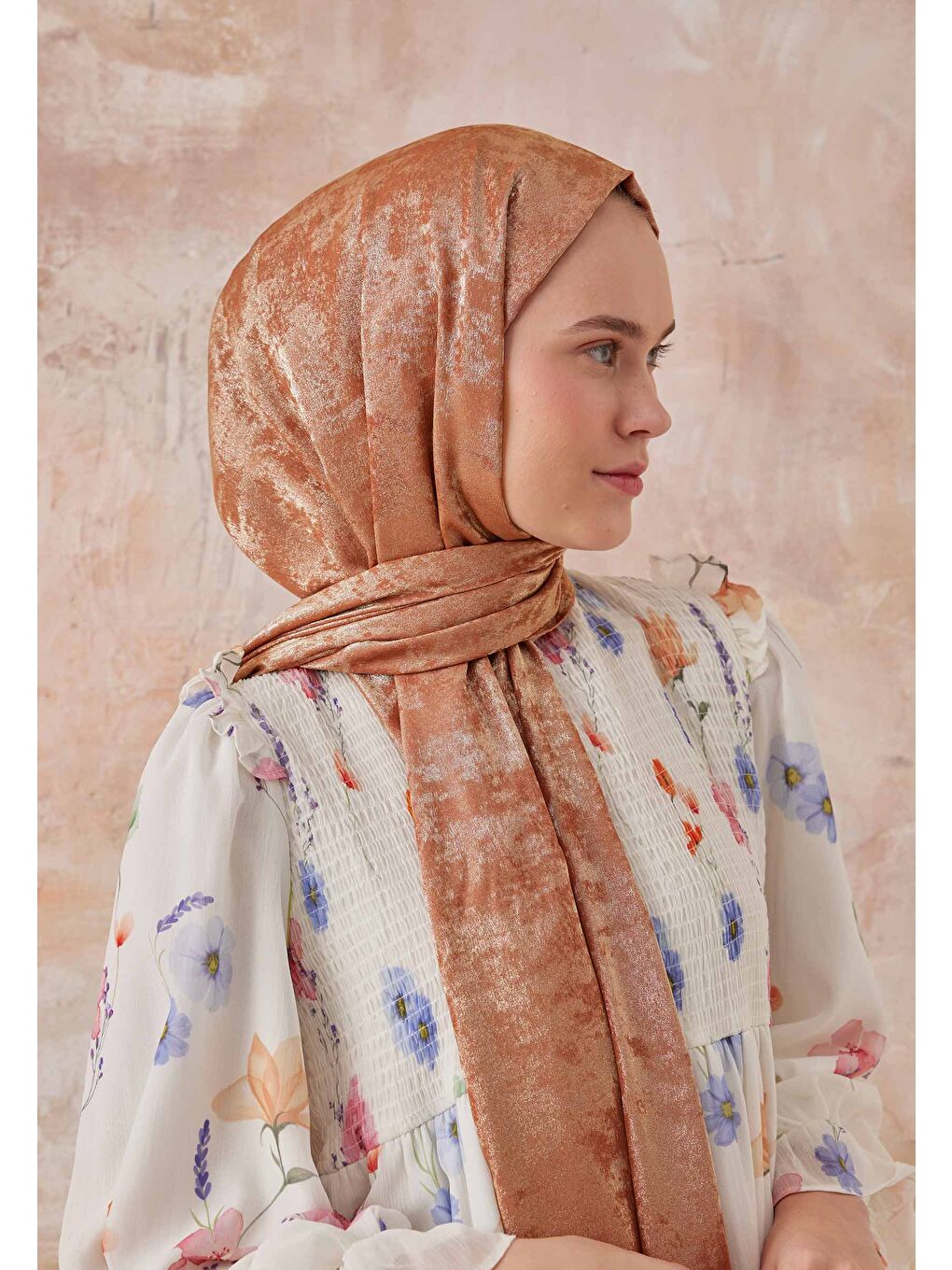 Kahverengi Luxury Shine Şal Tarçın-2