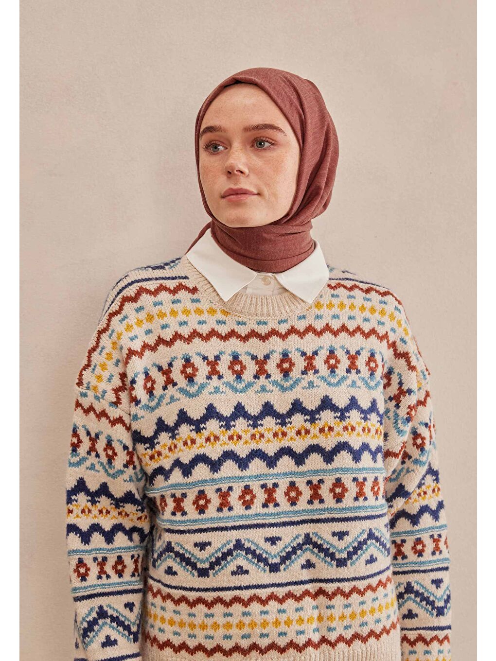 Cozy Pamuk Şal Bordo-3