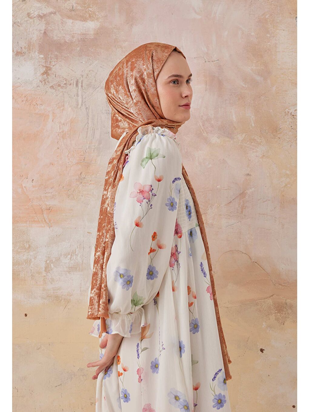 Kahverengi Luxury Shine Şal Tarçın-3