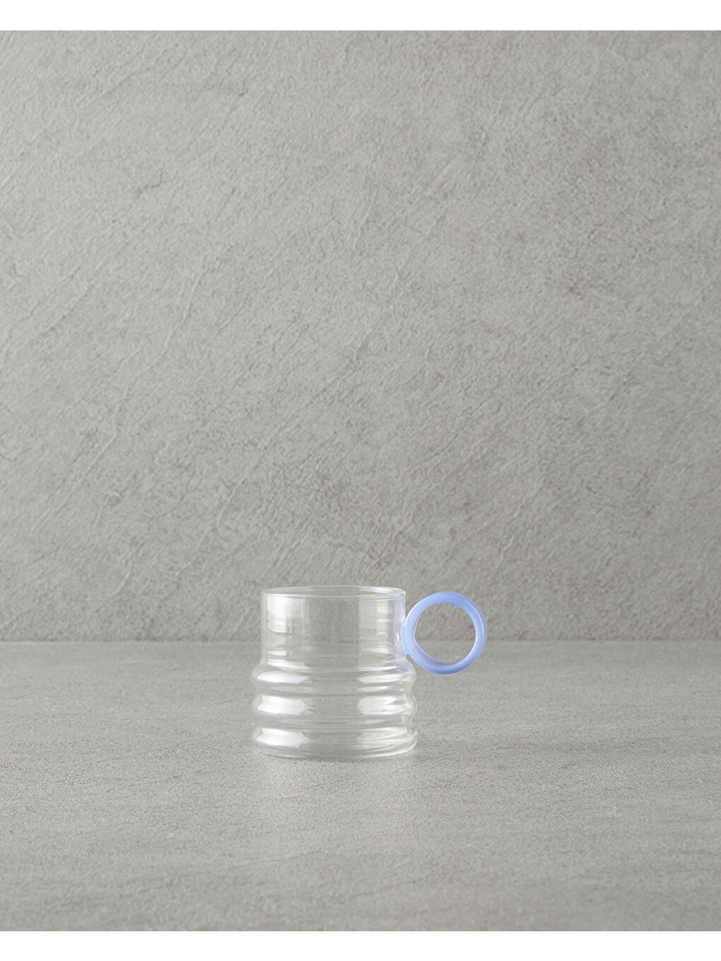 Ring Borosilikat Cam Kupa Mavi