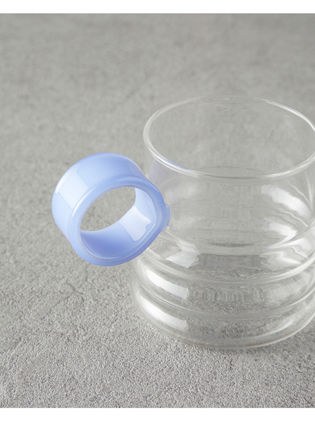 Ring Borosilikat Cam Kupa Mavi-2
