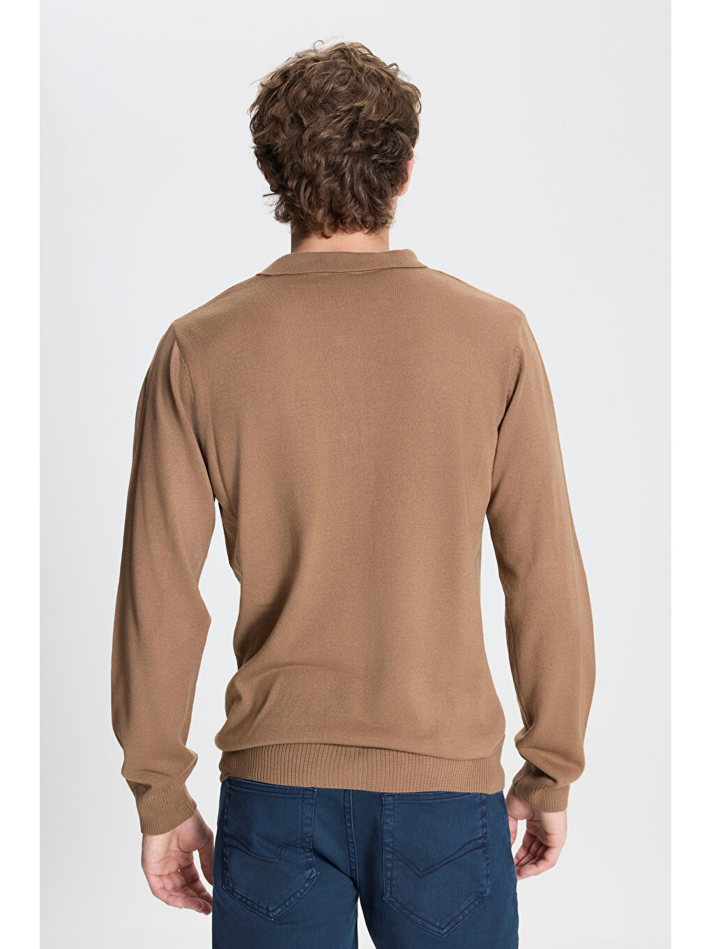 Bej Erkek Vizon Tüylenme Yapmayan Anti Pilling Kumaş Standart Fit Polo Yaka Triko-4