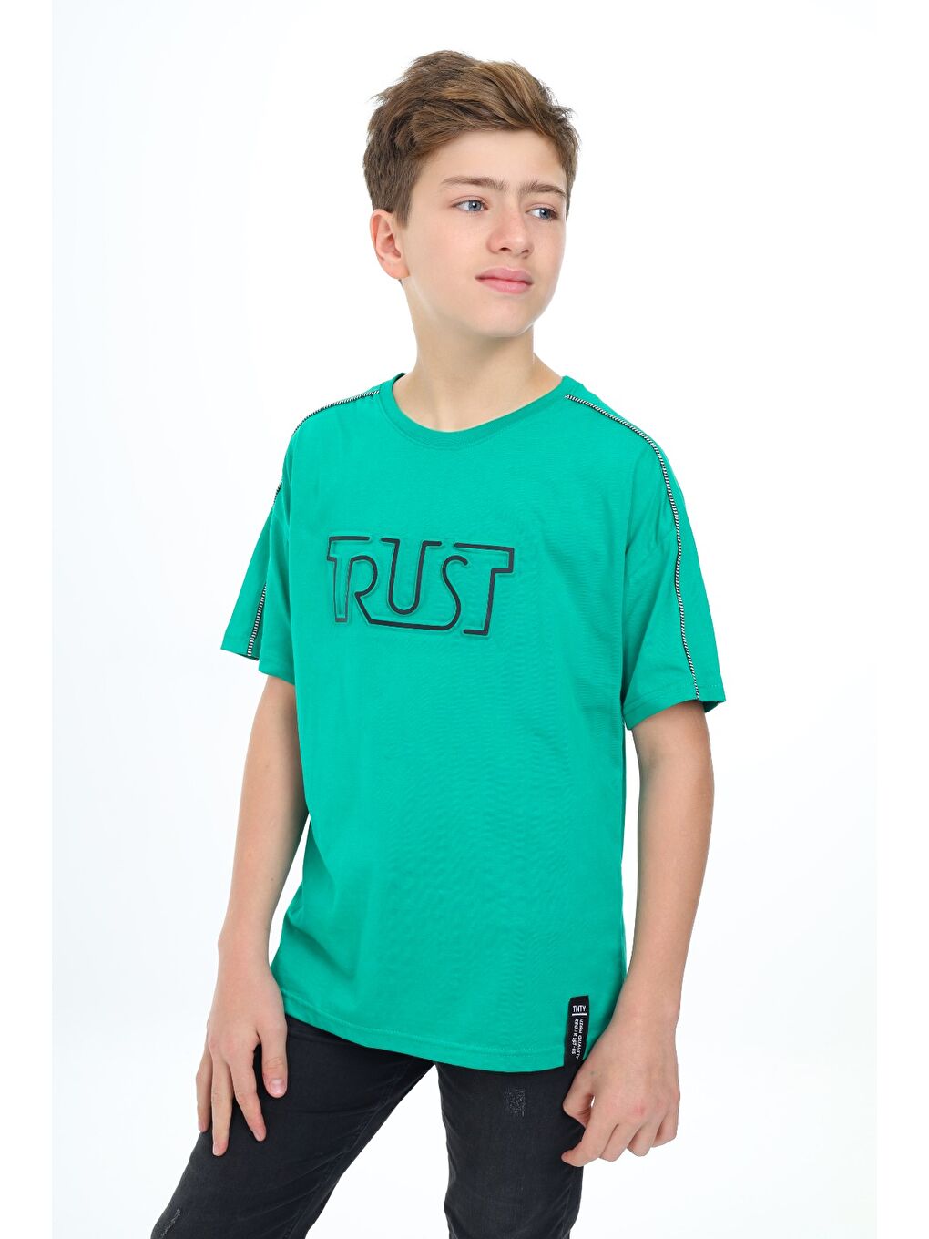 Yeşil Erkek Çocuk Baskılı Tişört-1