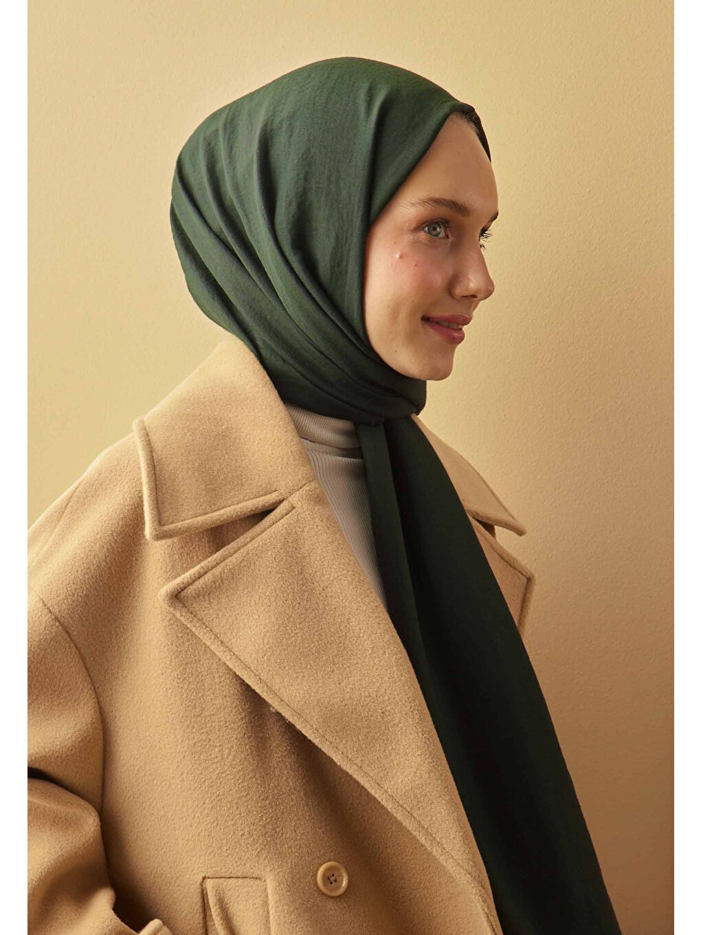 Bej Pamuk Crash Şal Zümrüt-3