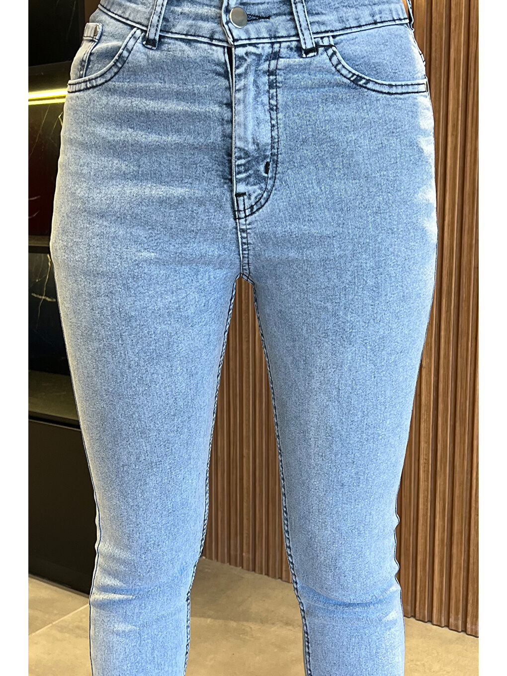 Mavi Yüksek Bel Kadın Jean Pantolon-2