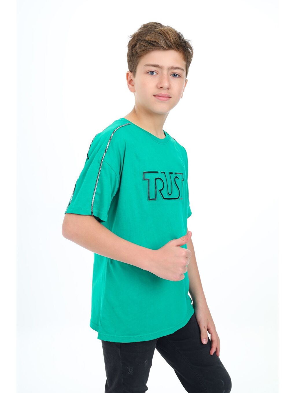 Yeşil Erkek Çocuk Baskılı Tişört-2