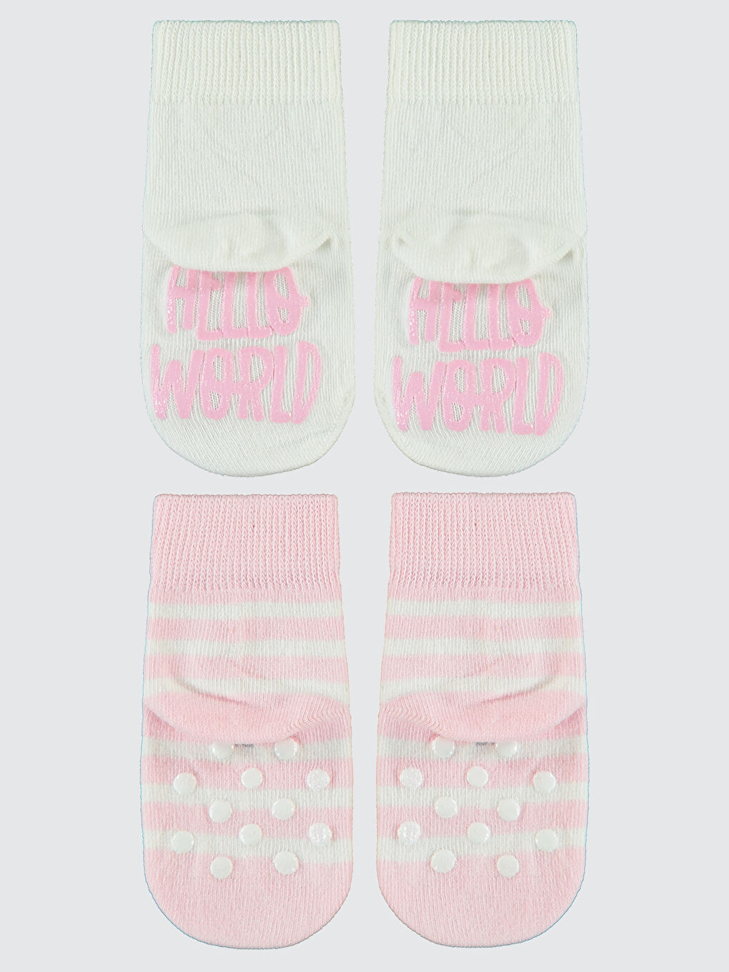 Baby Kız Bebek Kaydırmaz 2'li Çorap 6-18 Ay Pembe-1