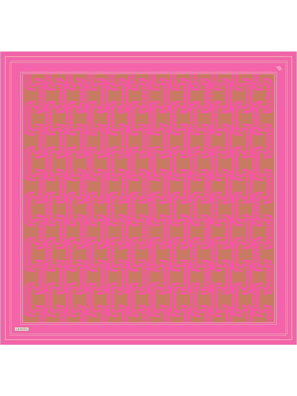 Turuncu Obje Desenli Saf İpek Sura Eşarp 9343 89-3