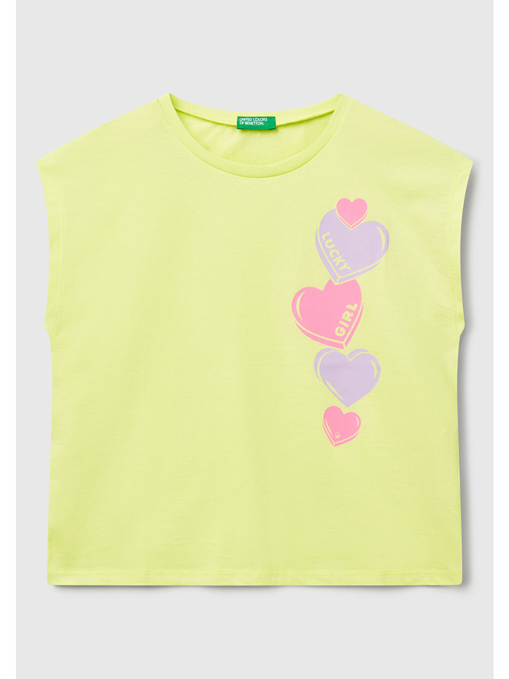 Kız Çocuk Sarı Grafik Baskılı Kısa Kollu T-Shirt