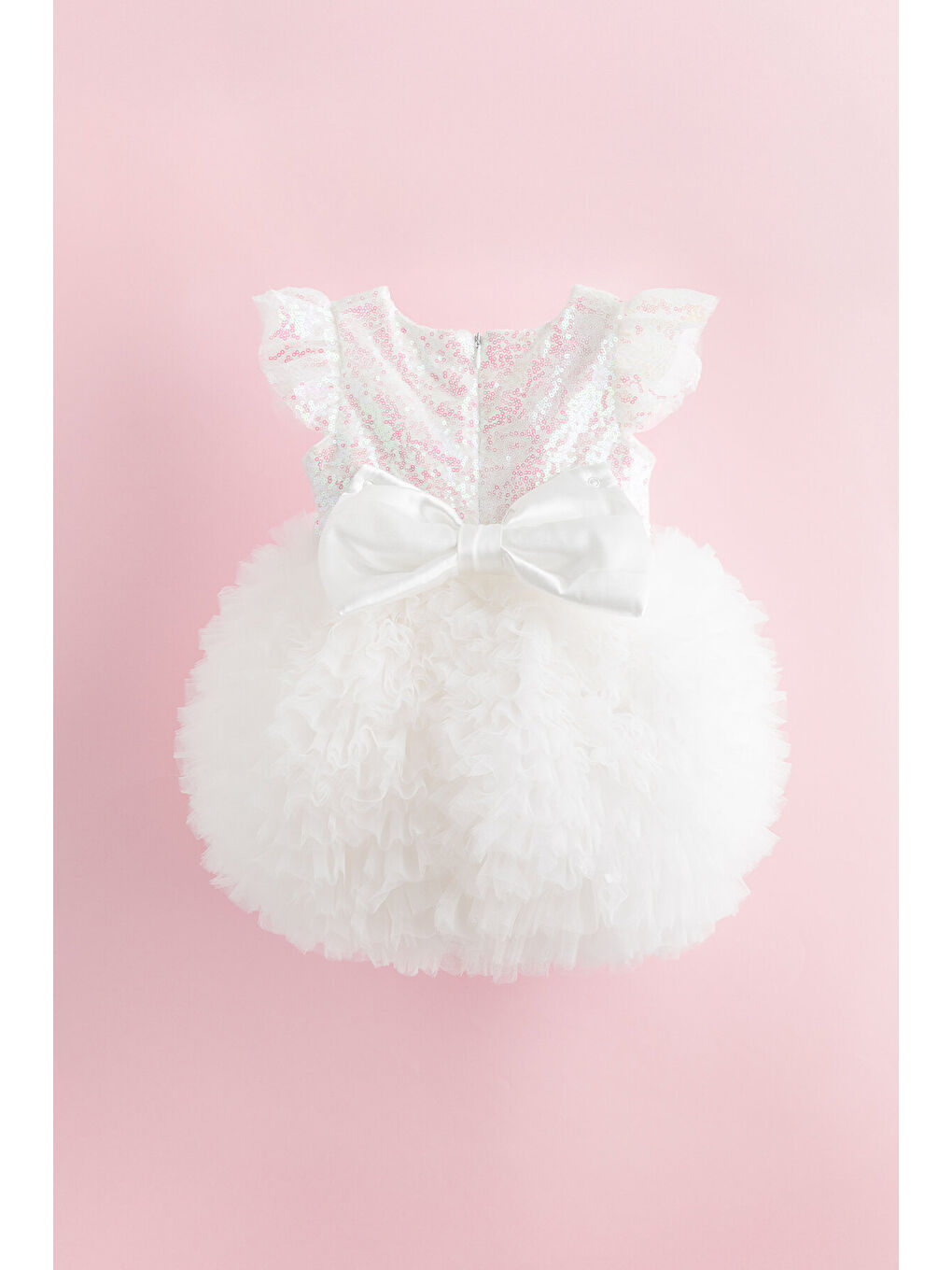 Beyaz Luna Summer Kabarık Tüllü Tütülü Payetli Kız Çocuk Elbise-1