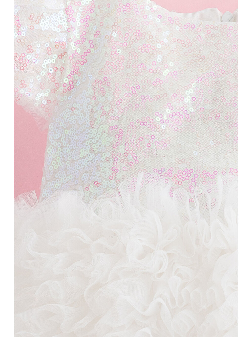 Beyaz Luna Summer Kabarık Tüllü Tütülü Payetli Kız Çocuk Elbise-2